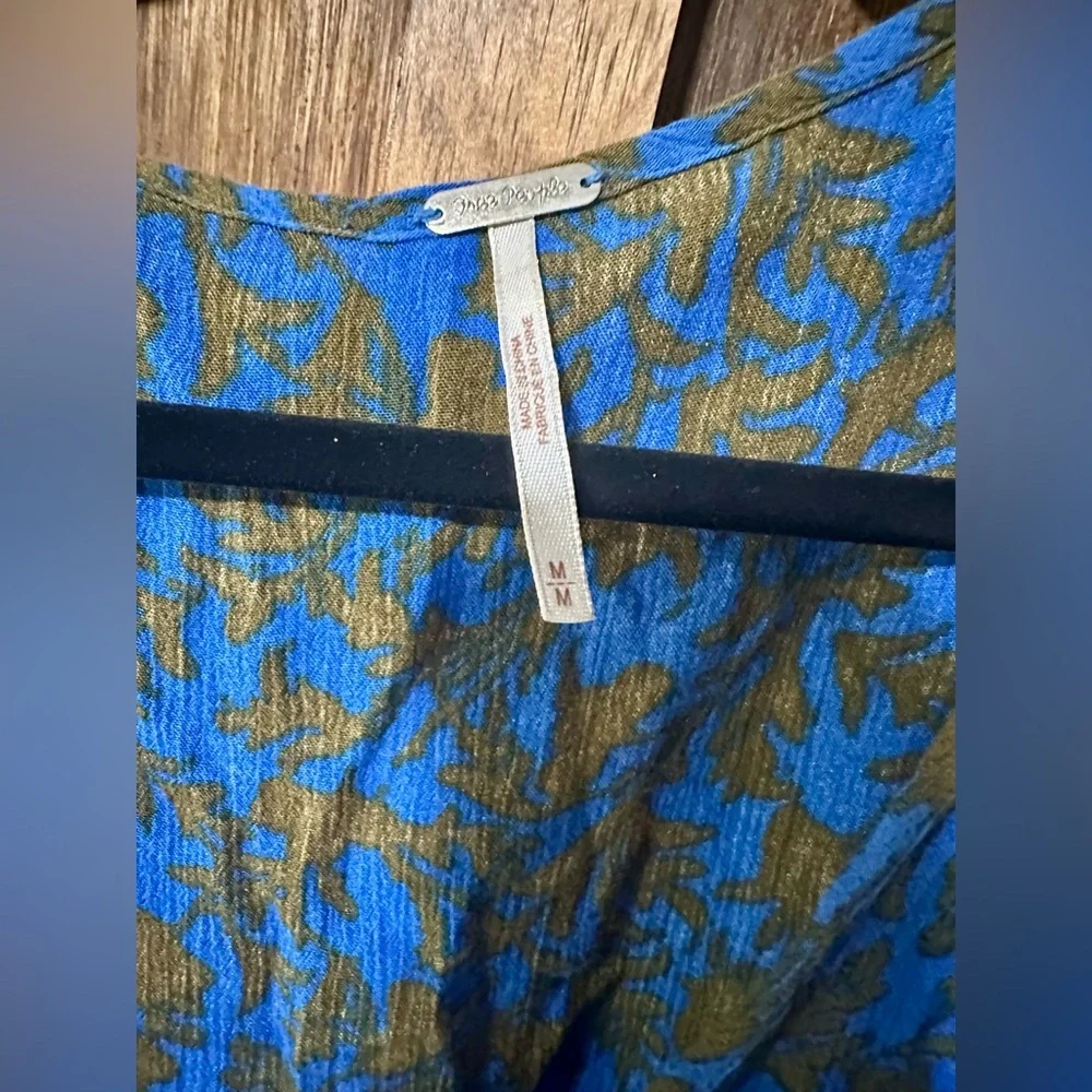 Free People Blue and Yellow Floral Printed Romper
